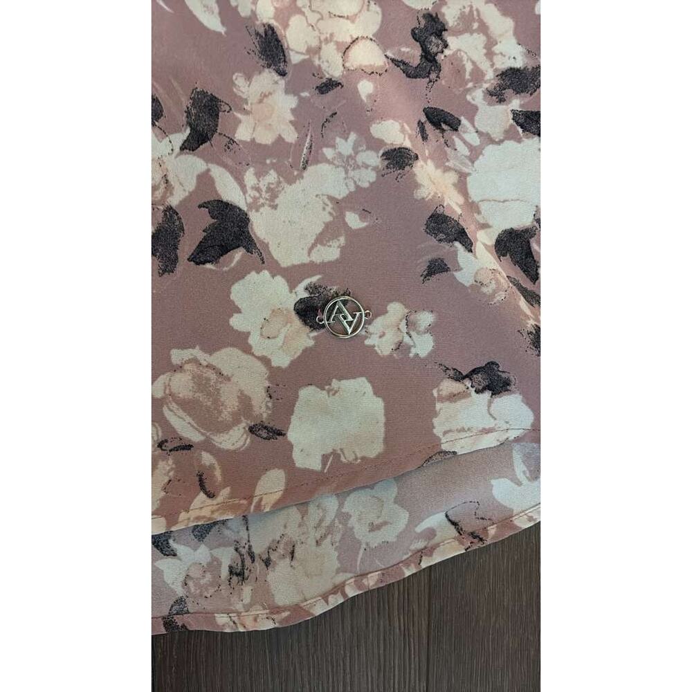 Adrienne Vittadini Floral Tie-Neck Blouse with Lace Sleeves - Size Large - Picture 3 of 5